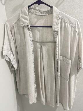 Jane + Delancey Lyocell Button-Down Short Sleeve Utility Shirt
